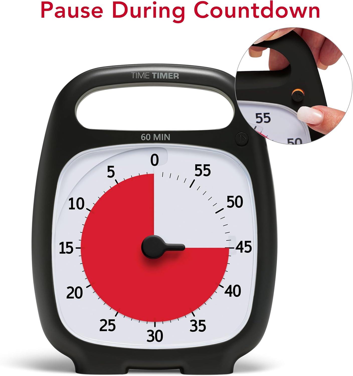 TIME TIMER Plus 20 Minute Desk Visual Timer - Countdown Timer with Portable Handle for Classroom, Office, Homeschooling, Study Tool with Silent Operation (White)
