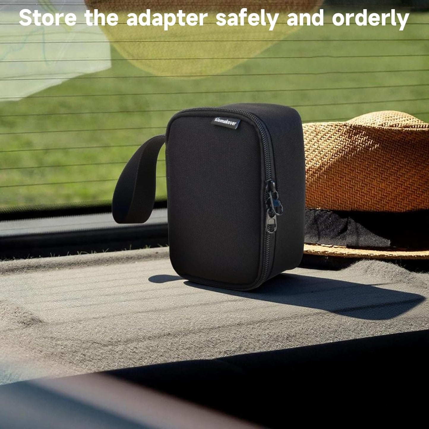Homakover Adapter Storage Case Compatible for Tesla J1772 Charging Adapter, Portable Travel Protective Bag with Handle, Adapter NOT Included, Black