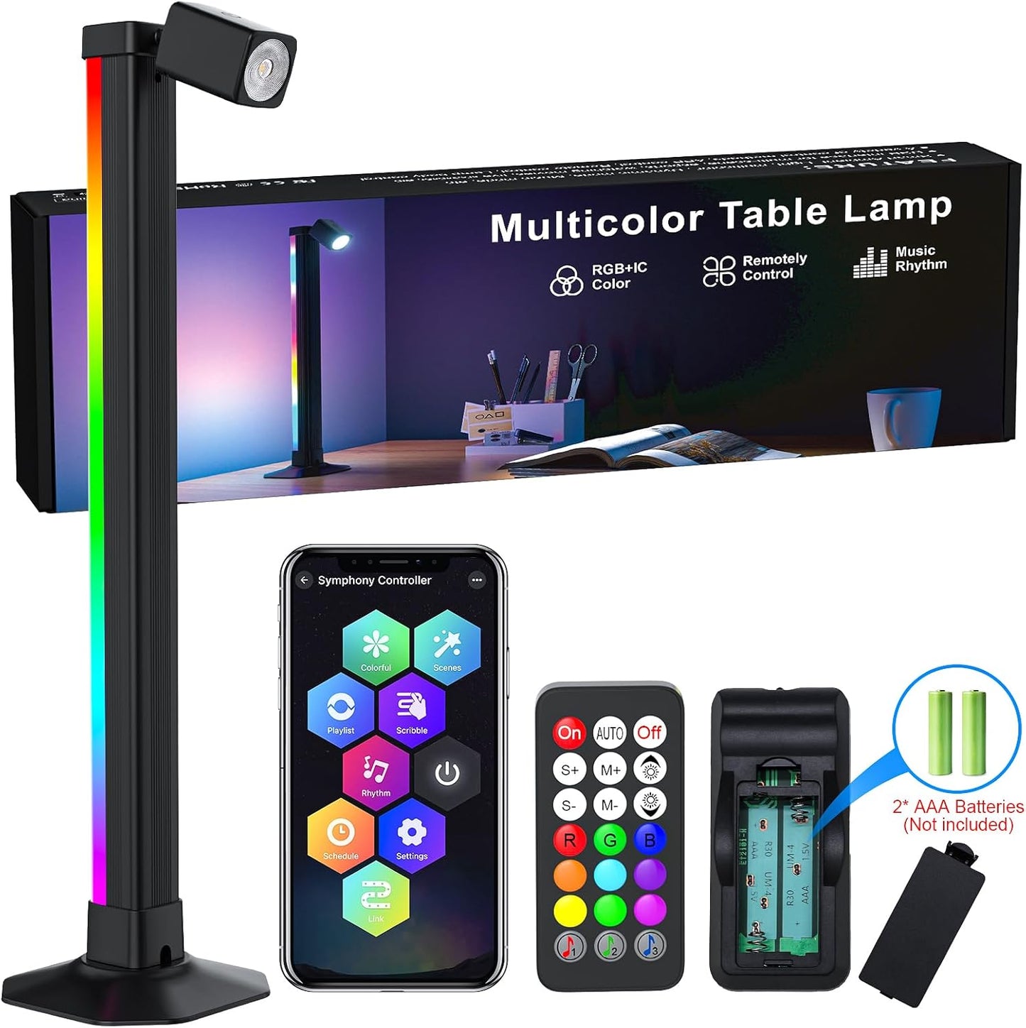 360° Smart Light Bar, RGB Light Bars, Crystal Ambient Mood Light with 16 Million Colors, 213 Preset & 8 Scene Modes, Music Sound Sync, 3 Modes Control, RGB & IC Backlight for TV/Monitor/Gaming/Room
