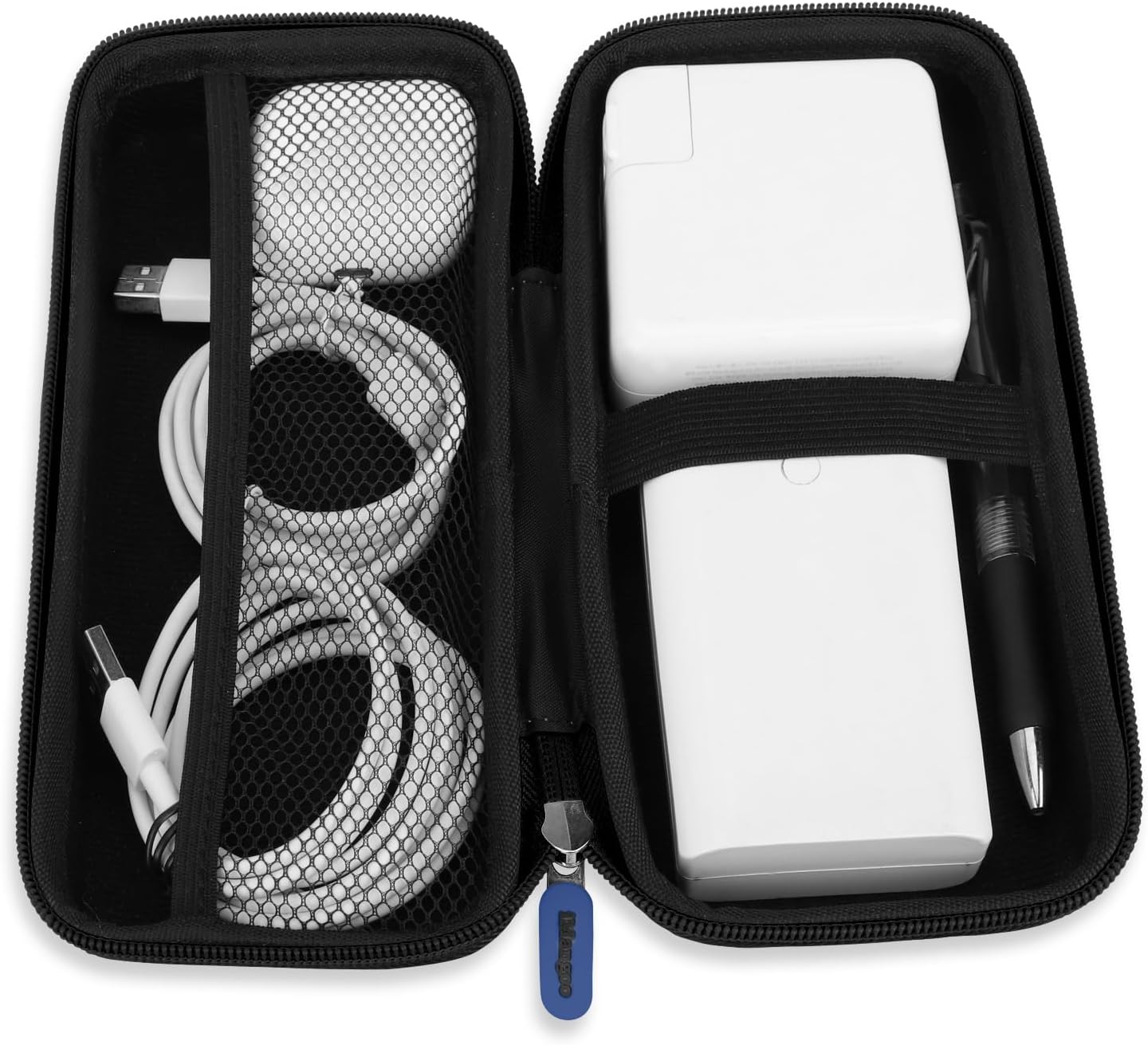 iMangoo Travel Essential Electronics Organizer Pouch Charger Case, Shockproof Dual Zipper Power Bank Cables Tech Accessories Purse, Men & Women Travel Must Have Storage Bag, 6.5x3.2x1 inch Rose Gold