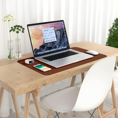 Hsurbtra Desk Pad, 23.6" x 13.8" PU Leather Desk Mat, M Extended Mouse Pad, Waterproof Desktop Blotter Protector, Non-Slip Ultra Thin Small Laptop Keyboard Writing Mat for Office Home, Pink