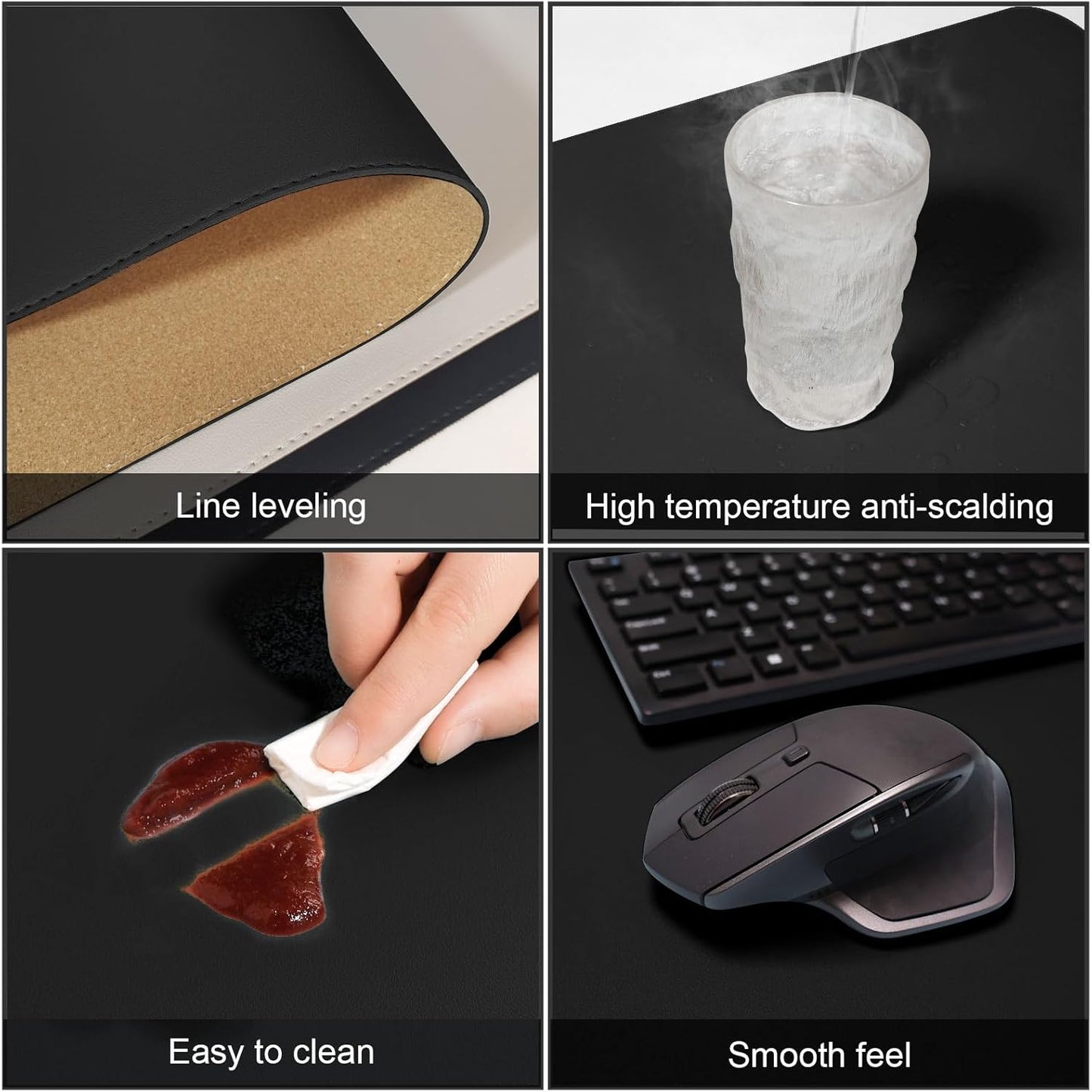 DAWNTREES Dual Sided Desk Mat,Leather Desk Pad,Brown 40"x16",Cork Desk Mat Protector,with PU Leather Valet Tray Organizer,Large Mouse Pad,Desk Writing Pad for Office and Home