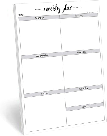 321Done Weekly Checklist Notepad - 50 Sheets (5.5" x 8.5") - This Week to Do Notepad Tear Off Planning Pad, Planner Checklist Organizing - Made in USA - Simple Script