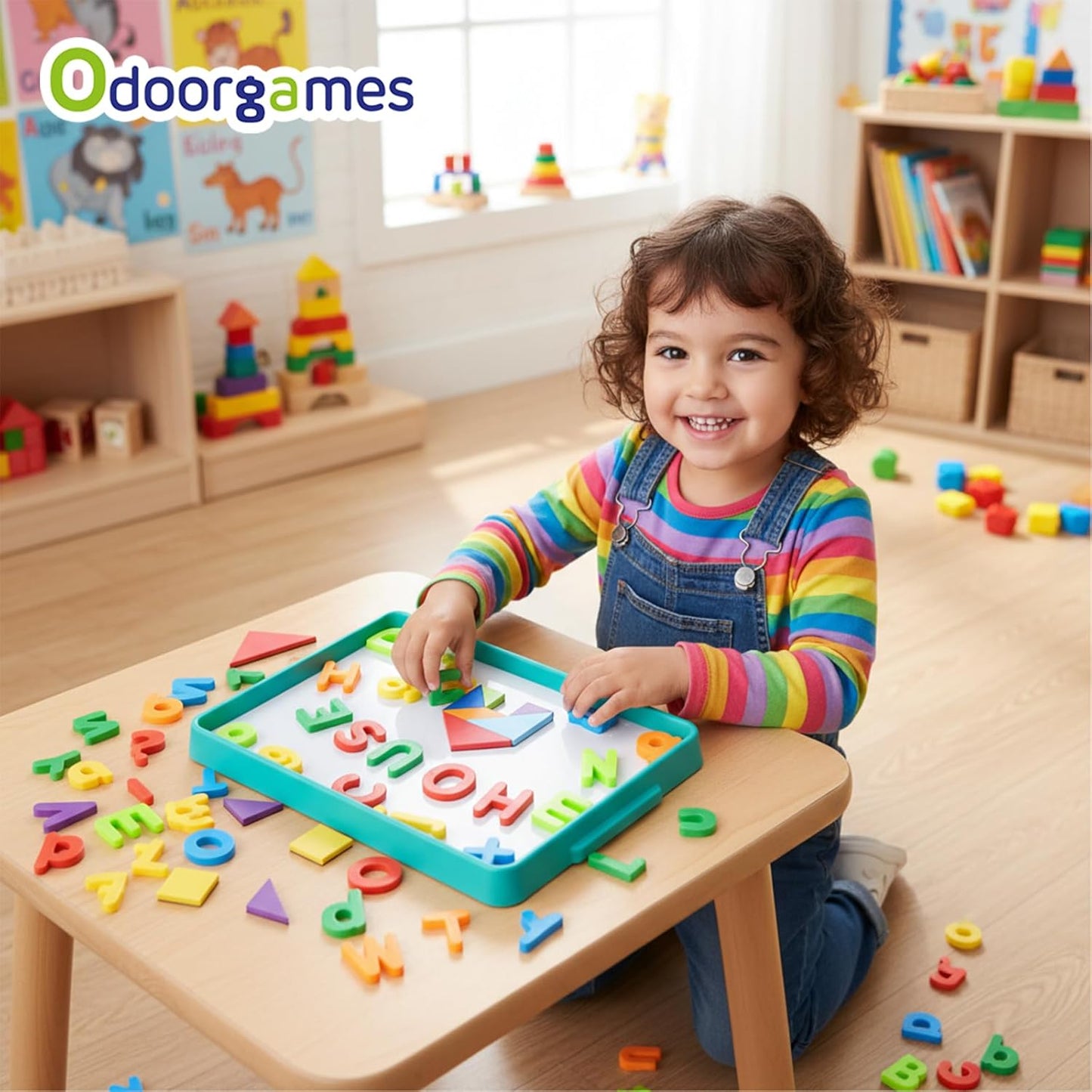 Magnetic Board for Kids – 13.2" X 10" - Magnetic Dry Erase Tray | Stackable Magnetic Tray for Classroom, Home, Travel & Preschool Learning (Cyan)