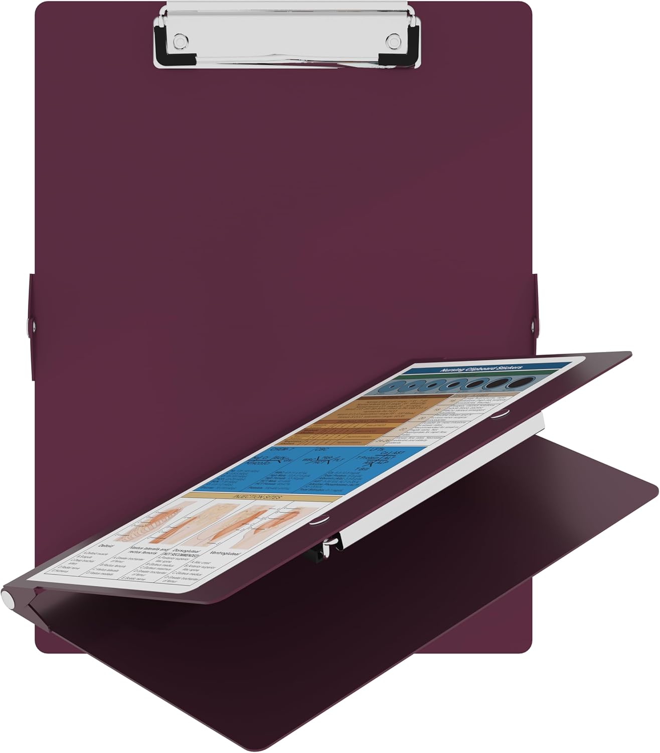 Nursing Clipboard with Nursing and Medical Edition Cheat Sheets Nursing School Essentials - Aluminum Foldable Nurse Clip Boards Essential Accessory for Efficient Patient Care (Mint)