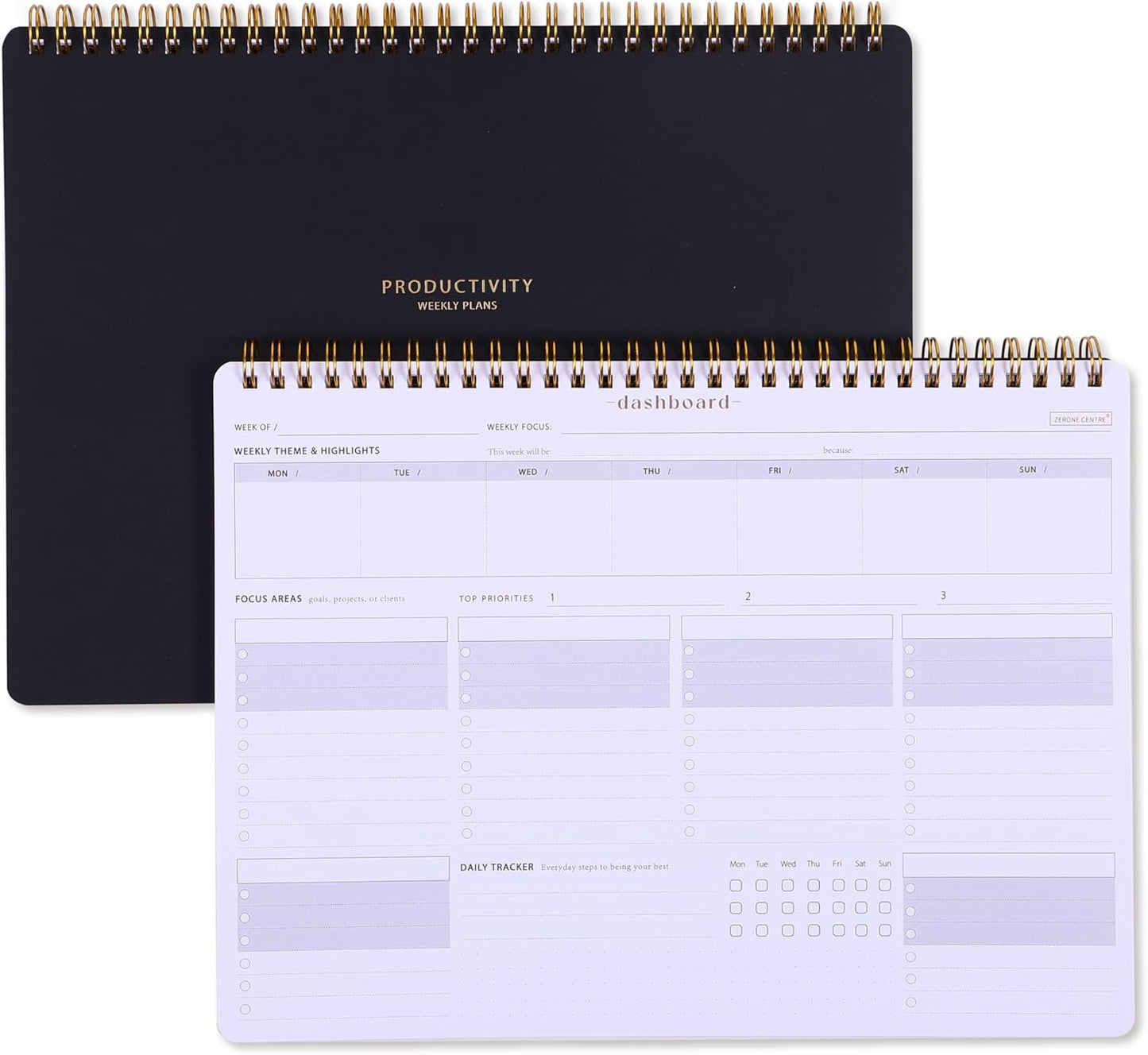Sunday Start Weekly Planner with Habit Tracker - 8.5×11" Professional Productivity Tools to Organize Your Daily Tasks, Goals, Projects - Dashboard Desk Pad - ADHD To-Do List Notepad