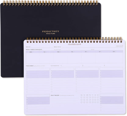 Sunday Start Weekly Planner with Habit Tracker - 8.5×11" Professional Productivity Tools to Organize Your Daily Tasks, Goals, Projects - Dashboard Desk Pad - ADHD To-Do List Notepad