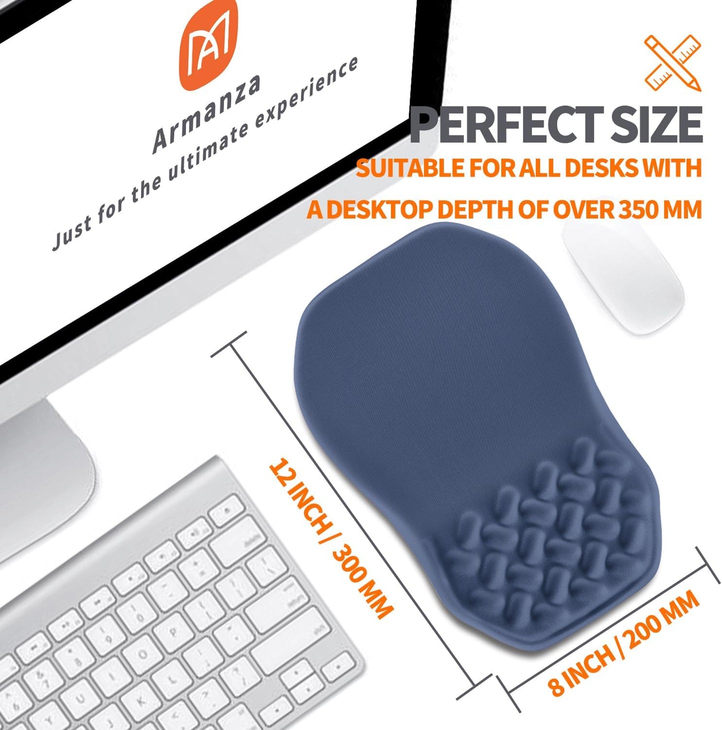 Ergonomic Slope Mouse Pad Wrist Support, Wrist Rest Mousepad for Carpal Tunnel Pain Relief with Massage Bulge and Slow Rebound Memory Foam (12x8 inch, Black)