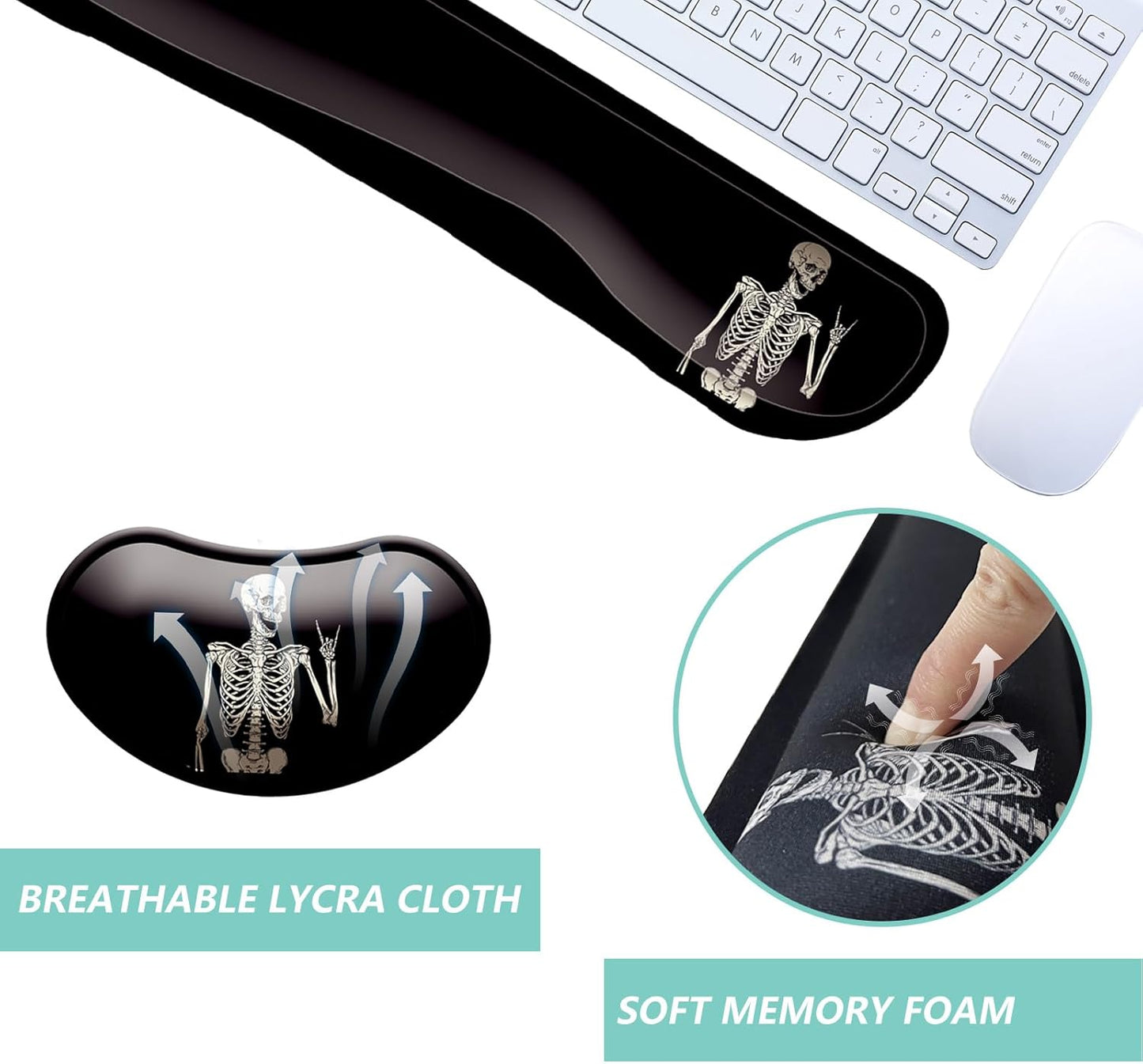 Keyboard Wrist Rest Mouse Wrist Support Set, Memory Foam Wrist Rest Pad for Computer Laptop Keyboard Mouse, Ergonomic Wrist Cushion Support for Typing Pain Relief, Gaming Home Office, Flowers Grass