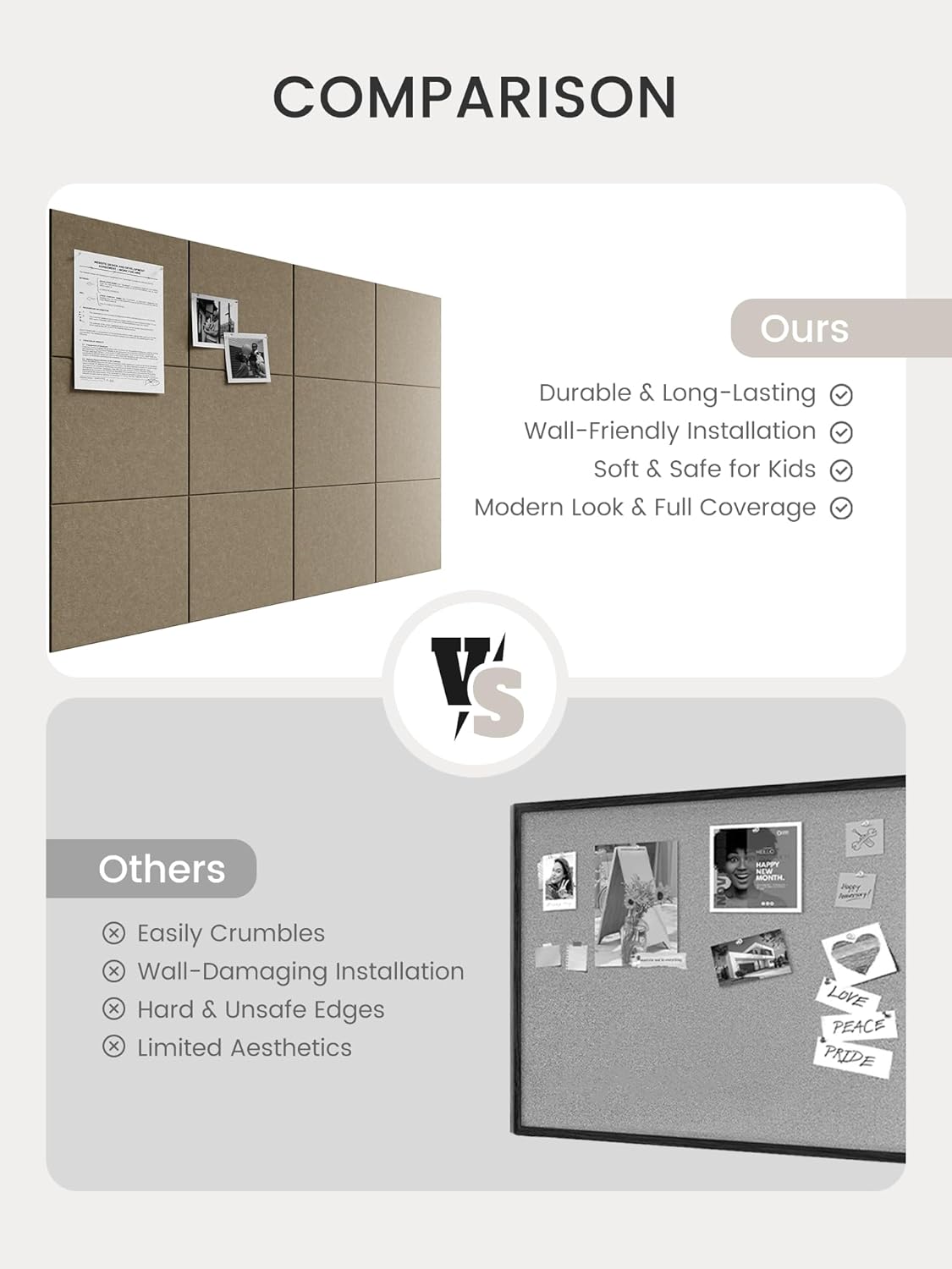 Bumusty Large Cork Board Alternative-48 x 36" Felt Bulletin Board Tiles, with 30 Pushpins, 70 Adhesive Tabs, Bold-Stripe 12-Pack, Cork Boards for Office Push Pin Board Felt Board-Carbon Blue