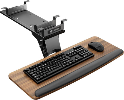 EUREKA ERGONOMIC Height Adjustable Mouse & Keyboard Tray Under Desk, 28x10'' Large Slide Out Swivel Tilt Computer Keyboard Drawer with Pad for Gaming Home Office, Dual Mount