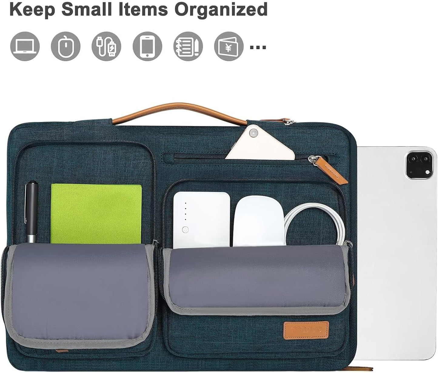 MOSISO 9-11 inch Tablet Sleeve Case for iPad A16 2025, iPad Air 11 inch M3 M2, iPad Pro 11 M4, iPad 10/9/8/7th, Galaxy Tab A9+/S9/S8/Plus 11, Side Open Carrying Bag with 4 Zipper Pockets, Black