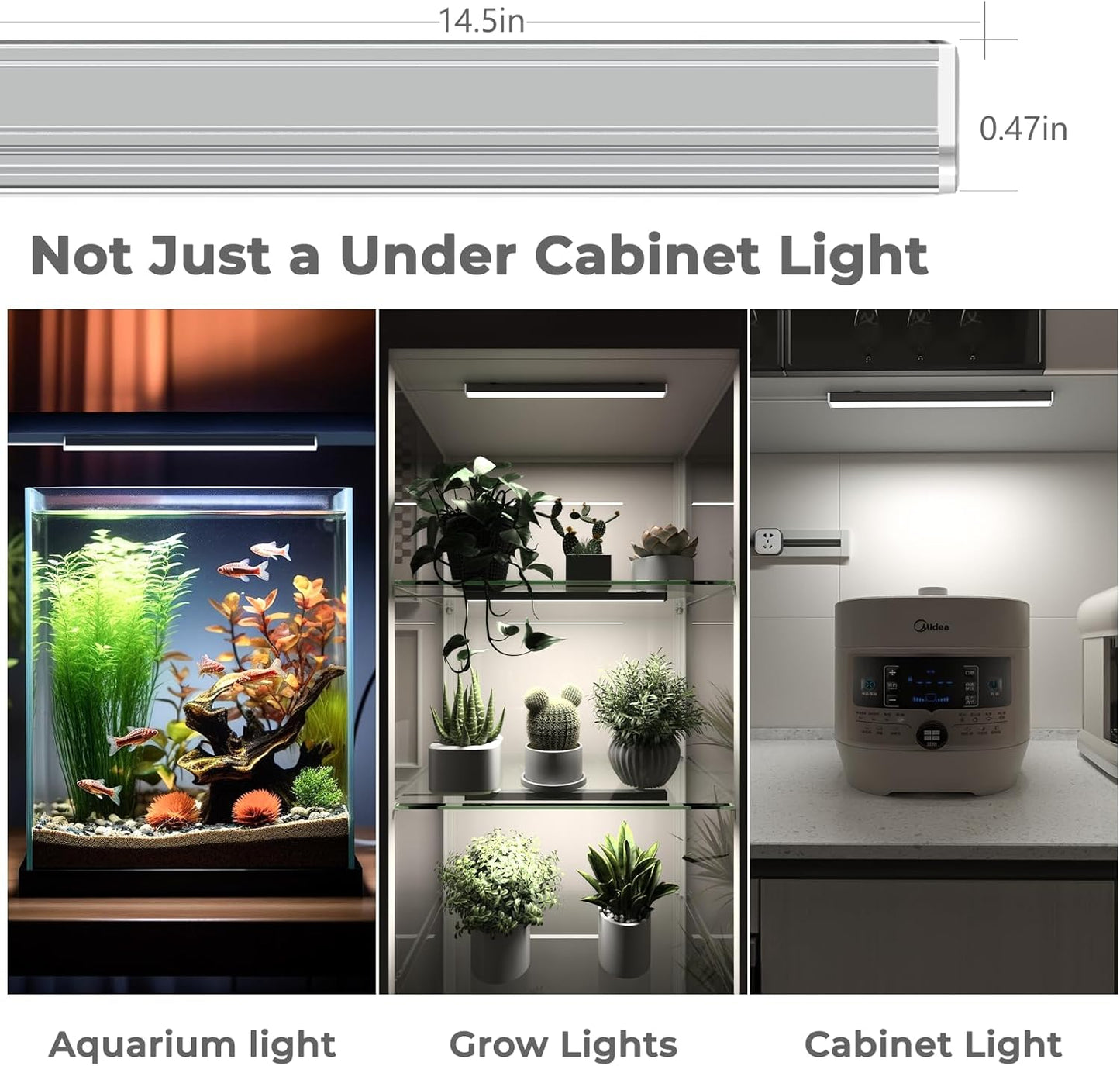 ASOKO LED Under Cabinet Lighting USB Plug-in, Dimmable, 3 Color Temperature, 14.5 in, Under Counter Lights for Kitchen,Shelf,Cupboard, Under Desk Monitor Light Bar (Sliver, 14.5 inch-2 Pack)