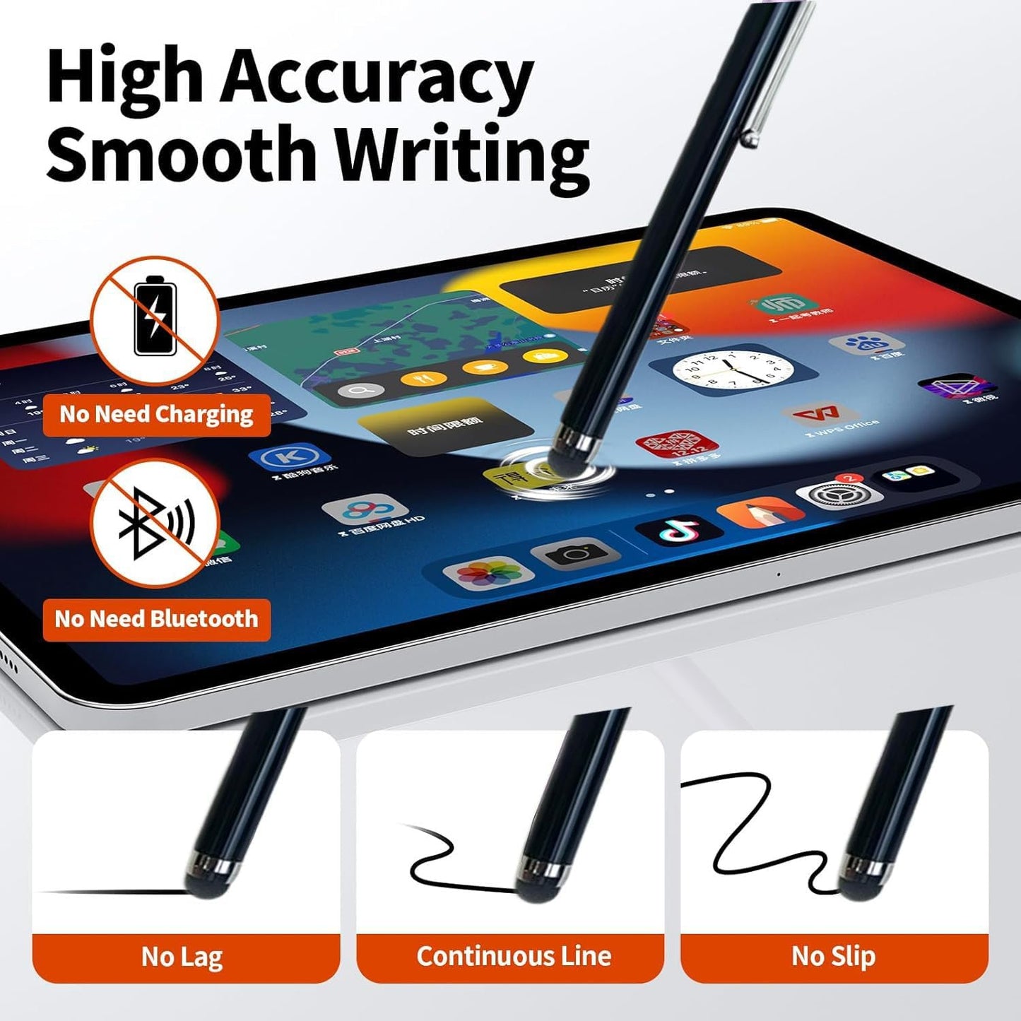 Stylus Pen for Touch Screen with Pen Holder, Bike Motorcycle Stylus Pen with Anti-Drop Spring Strap, High Precision and Sensitivity, Glove-Friendly for iPad iPhone Android Tablets Smartphone (1PCS-1)