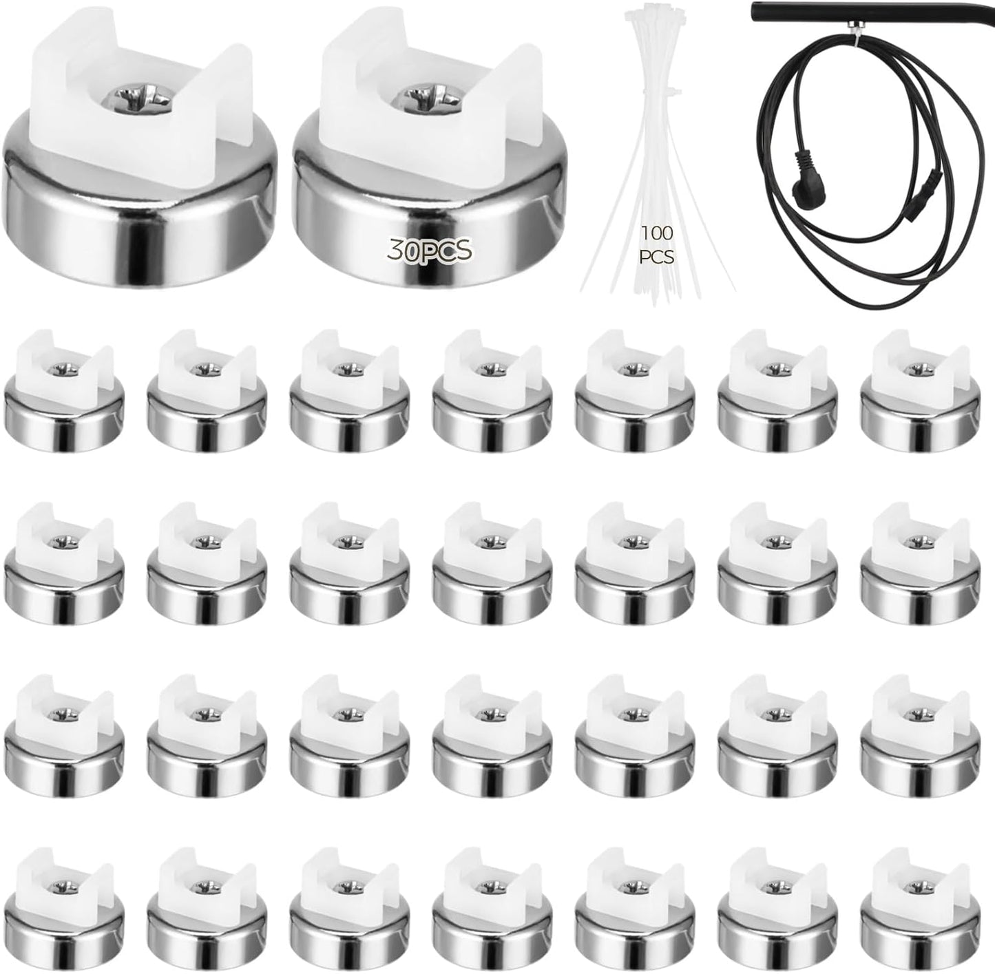Magnetic Cable Zip Tie Mounts, 25 Pcs Magnets with 100 Pcs Cable Zip Ties, Multipurpose Magnetic Cables Holder for Cables Management, Wire Management Bases