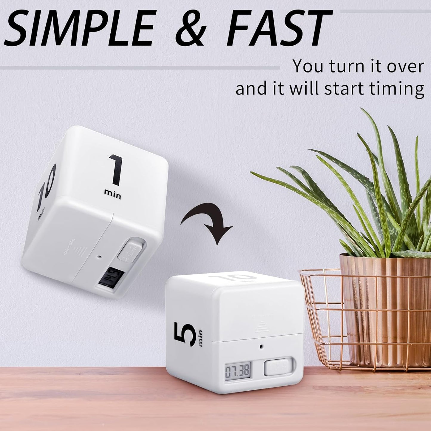 Weewooday 2 Pieces Cube Productivity Timer Flip Gravity Sensor Flip Countdown Countup Workout Timer Management 1 3 5 10 Minutes and 15 20 30 60 Minutes for Work Learning Kitchen Cooking(Green, Blue)