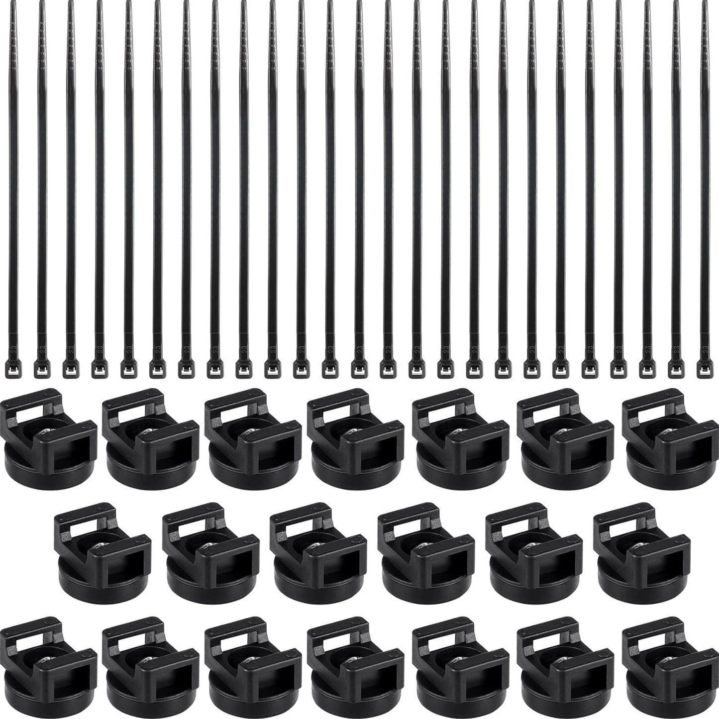 Yookeer 60 Pieces Magnetic Zip Tie Mount Multipurpose Cable Holder Magnets Magnetic Wire Management Bases with Heavy Duty Zip, Mount Nylon Cable Ties in Total (43 mm)