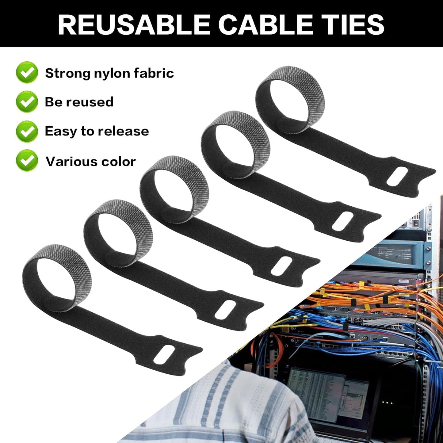 25 Pcs Silicone Cable Ties, Reusable Cable Straps Wire Organizer, Cable Management Cord Organizer for Fastening Earphone Phone Charger Home Office Desk Kitchen Appliances Cable Cords Wires