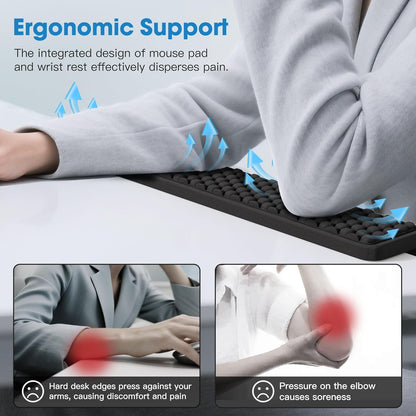 MEKASS L-Shaped Desk Wrist Rest Elbow, Forearm & Wrist Comfort Support for Table or Desk Edge, Non-Slip, Memory Foam Padding 2-Piece Set (Oval Black