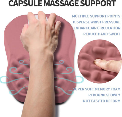 Ergonomic Raised Mouse Pad Wrist Support with Bilateral Slope Memory Foam Mousepad for Wrist Rest and Carpal Tunnel Pain Relief 11.8x7.9〃 Black