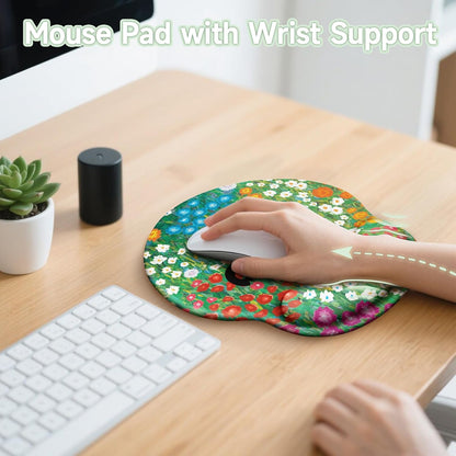 LIMKRIAN Cat Ergonomic Mouse Pad with Wrist Rest, Gaming Mouse Pad with Wrist Support, Funny Mouse Pads for Desk, Computer Mousepad with Non-Slip Pain Relief PU Base, Cute Office Desk Accessories
