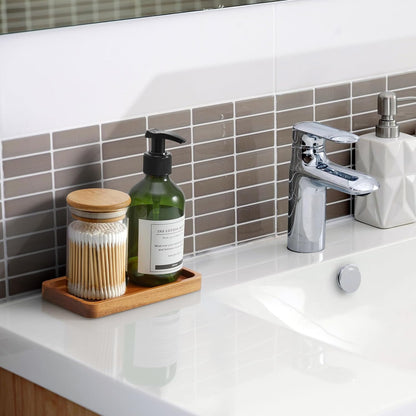 ALELION 8" Acacia Wood Bathroom Vanity Tray for Counter - Dresser Top Tray for Perfume Jewelry Candle Key Catchall - Small Kitchen Countertop Organizer for Soap Dispenser and Sponge Holder