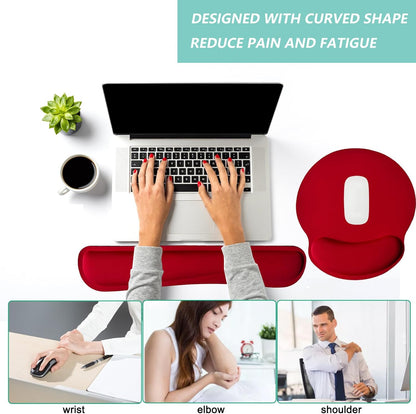 Keyboard Wrist Rest Pad Mouse Pad with Wrist Support Set of 3, Mousepad with Non-Slip Rubber Base, Ergonomic Memory Foam Mouse Wrist Cushion Support for Home Office Laptop Computer Gaming, Forest