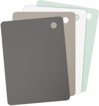 Tovolo Large Flexible Cutting Mats Set of 4 Chopping Boards for Meal Prep Cut Slice Dice Fruits Veggies & Meats, Easy Clean Dishwasher Safe Assorted Small Nylon Cutting Board Mat Set, 15" L X 11" W