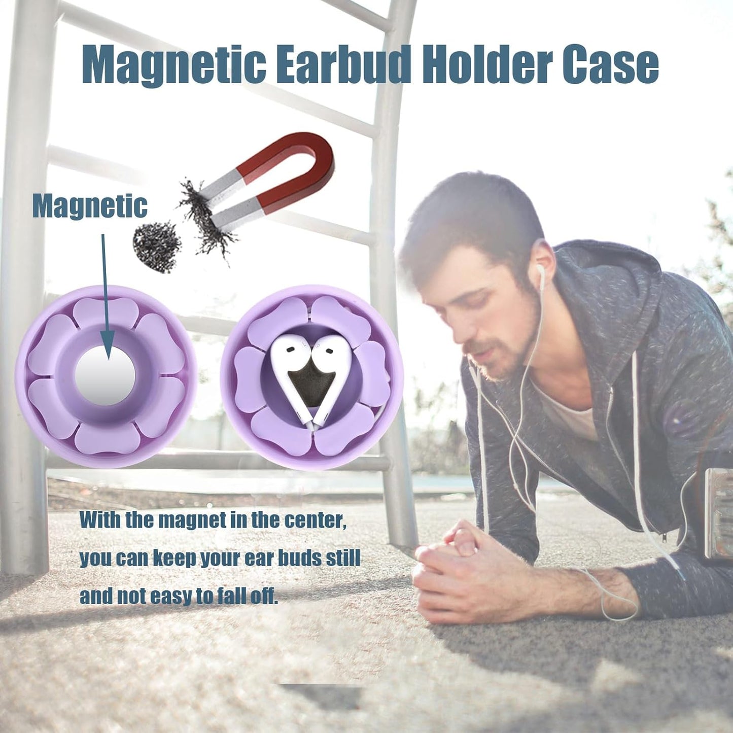 MAIRUI Wired Earbud Case Earphone Headphone Cord Organizer Earbuds Wrap Soft Silicone Magnetic Holder Storage Tangle Free Cable Winder(Red)