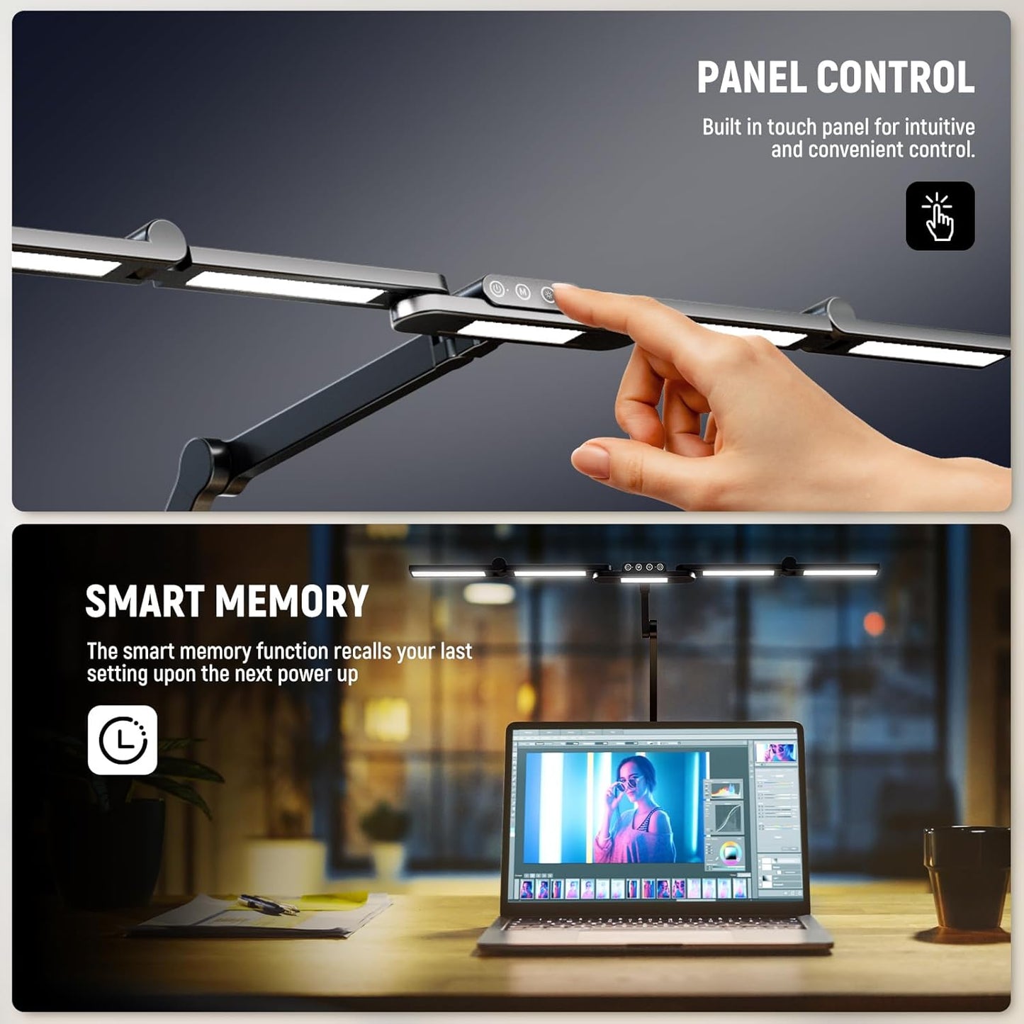 NEEWER Entry Level Version 32" LED Light with Clamp for Desk Home Office Dorm Designer Drafting, 20W Dual Computer Monitor Architect Lamp Bar, Flexible Overhead 2200lux/Remote/5 Modes CRI80+, N21