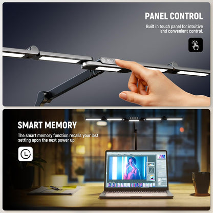 NEEWER Entry Level Version 32" LED Light with Clamp for Desk Home Office Dorm Designer Drafting, 20W Dual Computer Monitor Architect Lamp Bar, Flexible Overhead 2200lux/Remote/5 Modes CRI80+, N21
