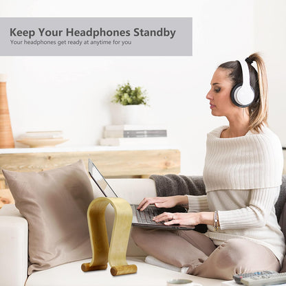 SAMDI Wood Headphone Stand, Headphone Holder Wood Headset Stand Compatible for Sony, Bose, Shure, Jabra, JBL, AKG Gaming Headphones Display et. (Walnut)