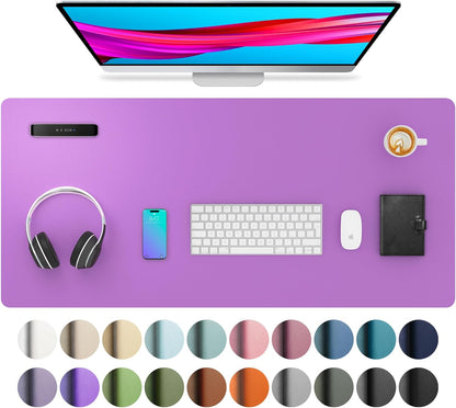 Aothia Non-Slip Waterproof PU Leather Desk Pad Protector for Mouse, Writing Desk, Office, Home, Laptop Blotter, 23.6" x 13.7", Black - Colors B