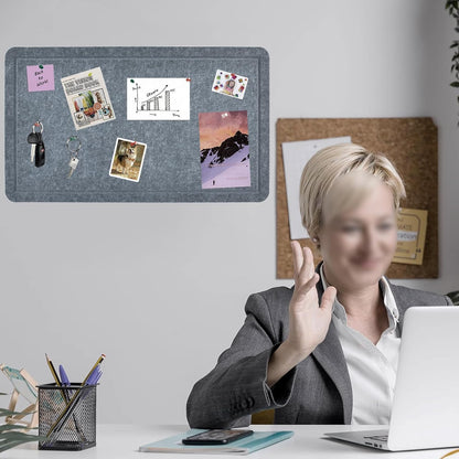 Vuzvuv Black 28"x16" Large Cork Board with 50 Push Pins & Sticky Notes, Self-Adhesive Bulletin Board for Wall, Felt Pin Vision Board for Paste Notes,Schedules Offices Home