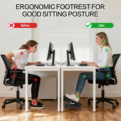 Scalebeard Foot Rest for Under Desk at Work,Height Adjustable Infinite Angle Ergonomic Foldable Footrest for Office, Gaming,Computer, Removable Pad Desk Foot Stool with Massage Beads,for All Seasons