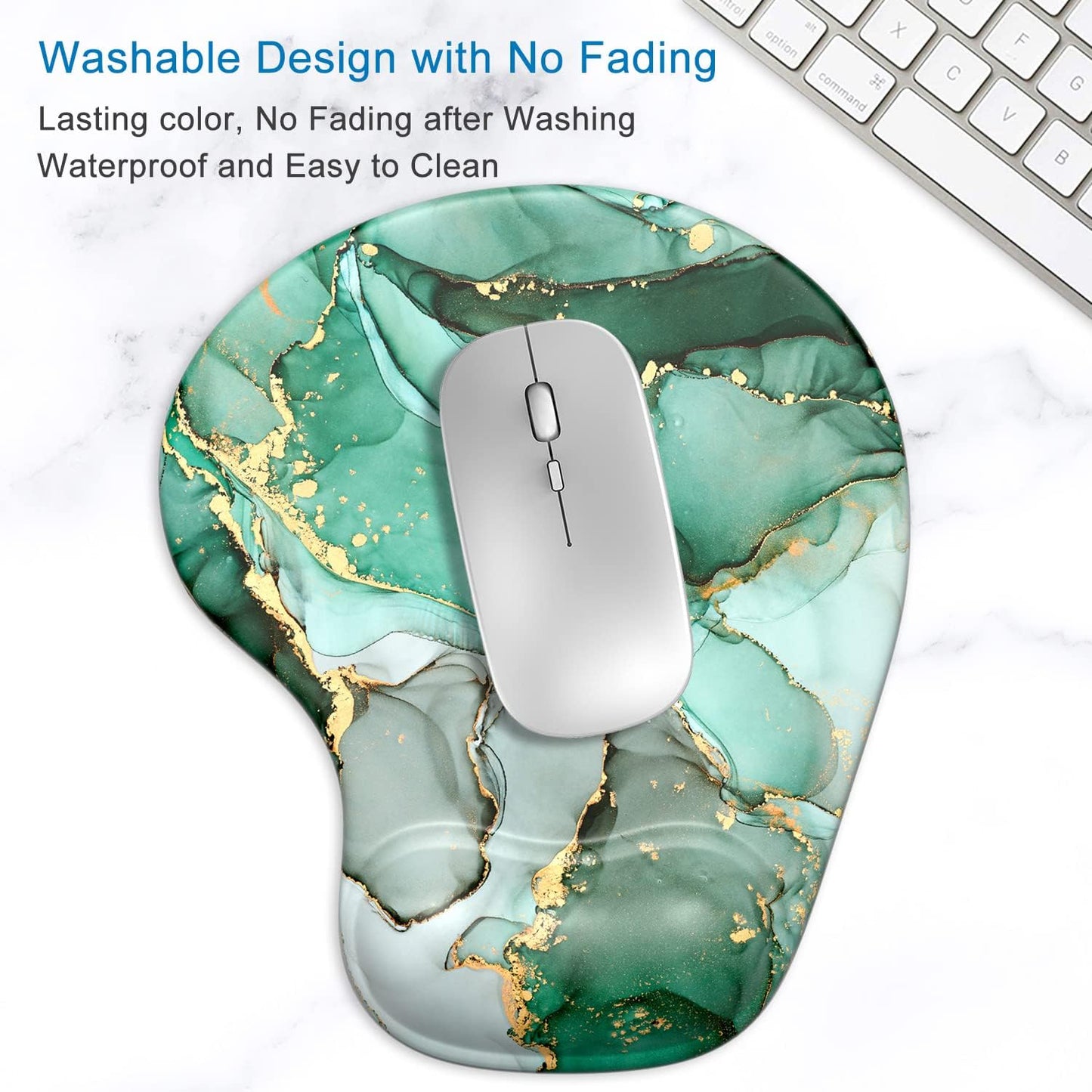 ITNRSIIET Ergonomic Mouse Pad with Gel Wrist Support Wrist Rest Smooth Surface Non-Slip PU Base Comfortable Office Supplies Pain Relief, 9.5 x 8 inches, Beach