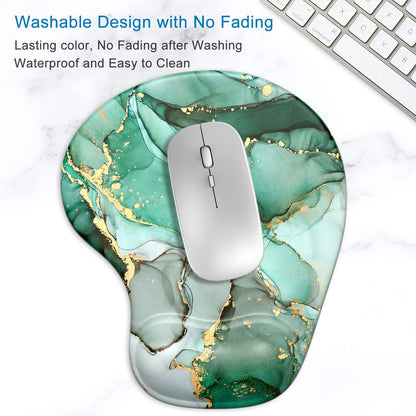 ITNRSIIET Ergonomic Mouse Pad with Gel Wrist Support Wrist Rest Smooth Surface Non-Slip PU Base Comfortable Office Supplies Pain Relief, 9.5 x 8 inches, Beach