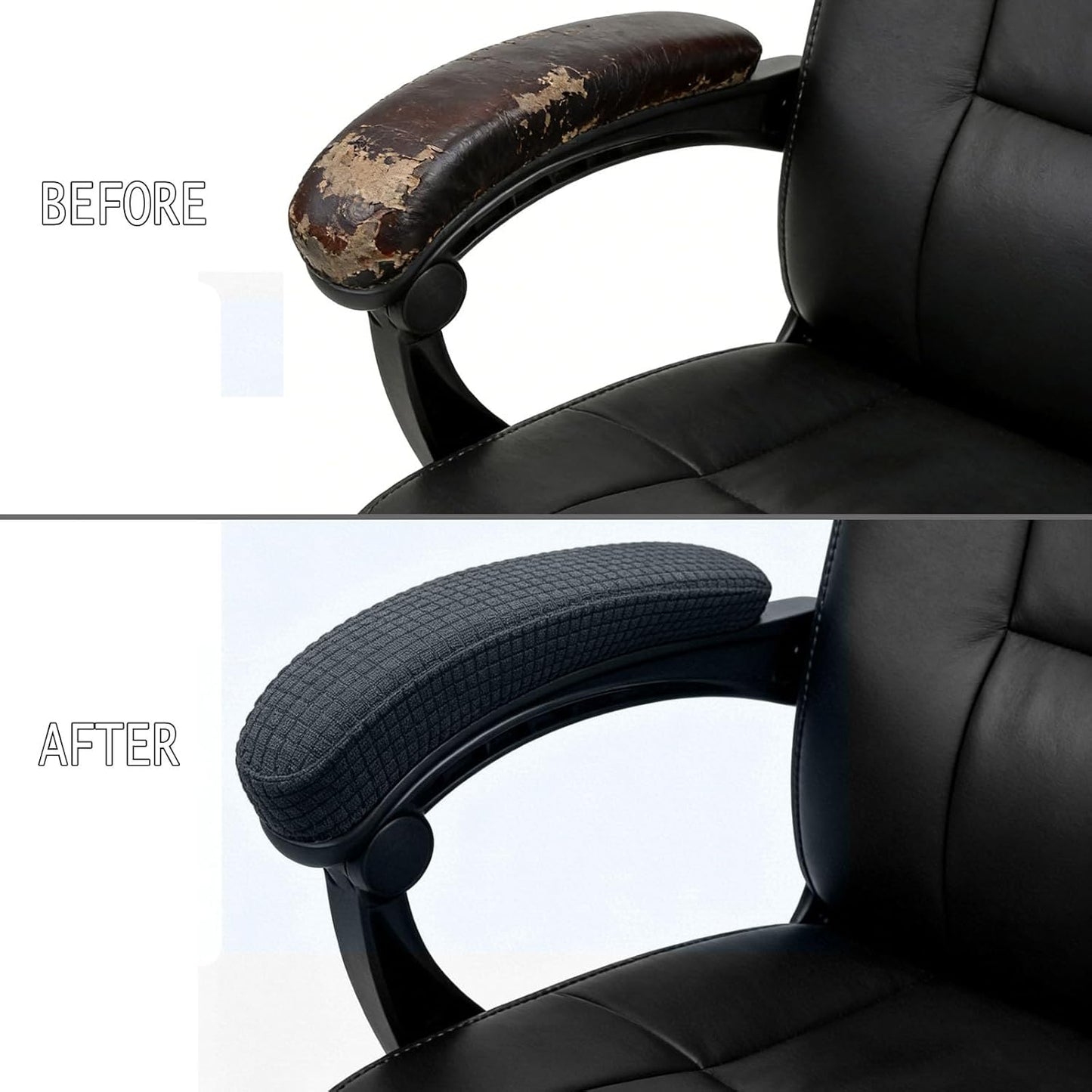 Melaluxe Stretch Office Chair Armrest Covers, Arm Rest Slipcovers (Black)