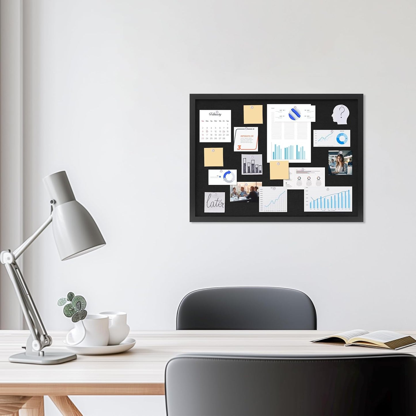 DAHAPYBOO Cork Board with Linen White,Bulletin Board 17"x12" Hanging Corkboards for Office Home School Message Board or Vision Board Decoration.