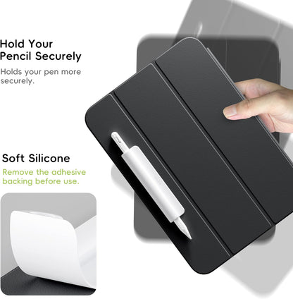 ELETIUO Silicone Pencil Holder Sleeve,Compatible with Apple Pencil (USB-C),Apple Pencil 1st/ 2nd Generation,Strong Adhesive Sticky Attached to iPad Case for Stylus Pens,Black