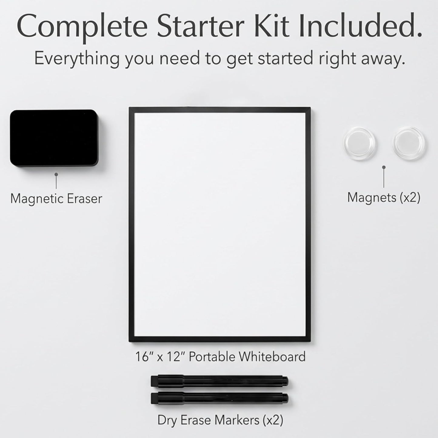 Magnetic Dry Erase Board 12x16 with Foldable Stand, Portable Gold Desktop Whiteboard for Home, Office, School & Kitchen, Includes Weekly & Monthly Magnetic Planner Sheets