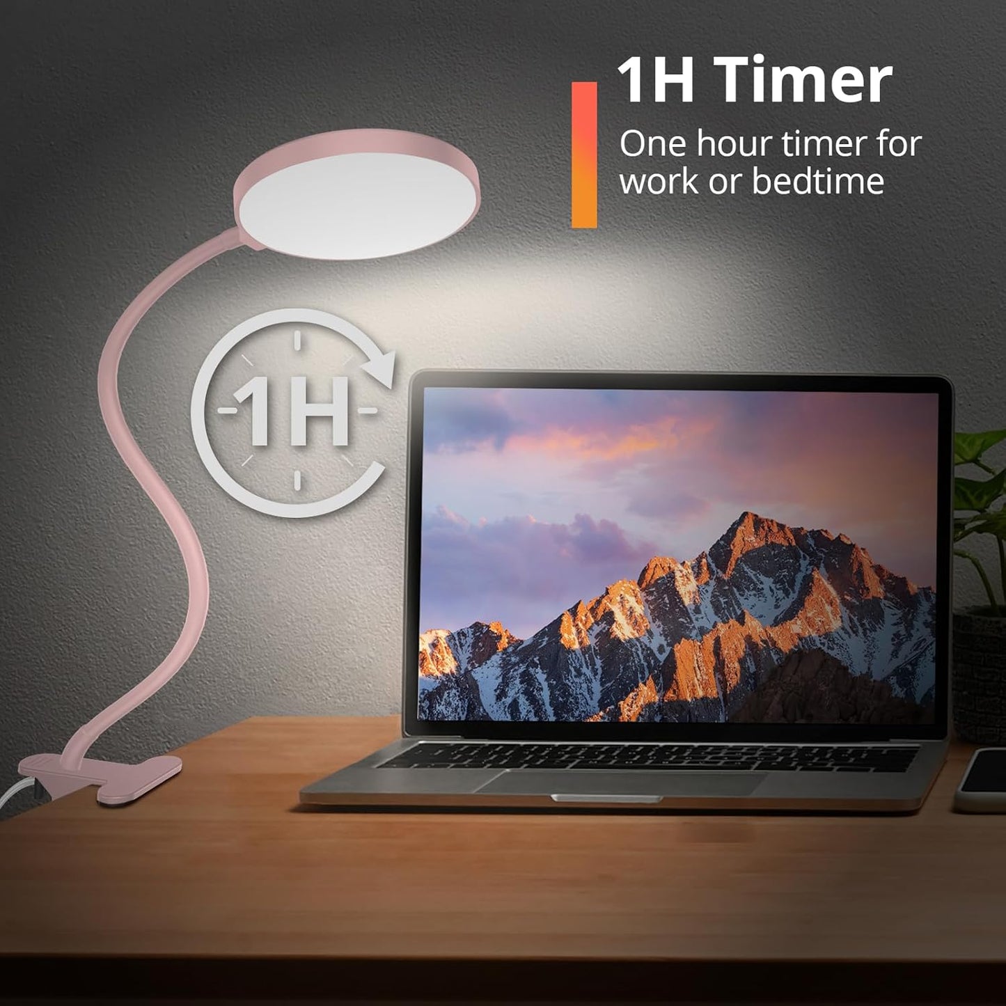 iFalarila Reading Light with Remote, LED Desk Lamp Clip on [1H Timer & Nightlight] RA>95 Dimmable Flexible Gooseneck, Reading Lamp with Clamp for Table - 3.5'' (Adapter Included)