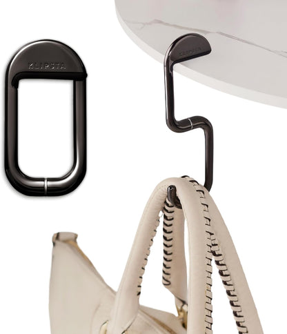 FLIP Bag Hook - Newly Redesigned. Portable Purse Hanger for Table with Magnetic Closure - Now Holds up to 50 lbs (Gold)
