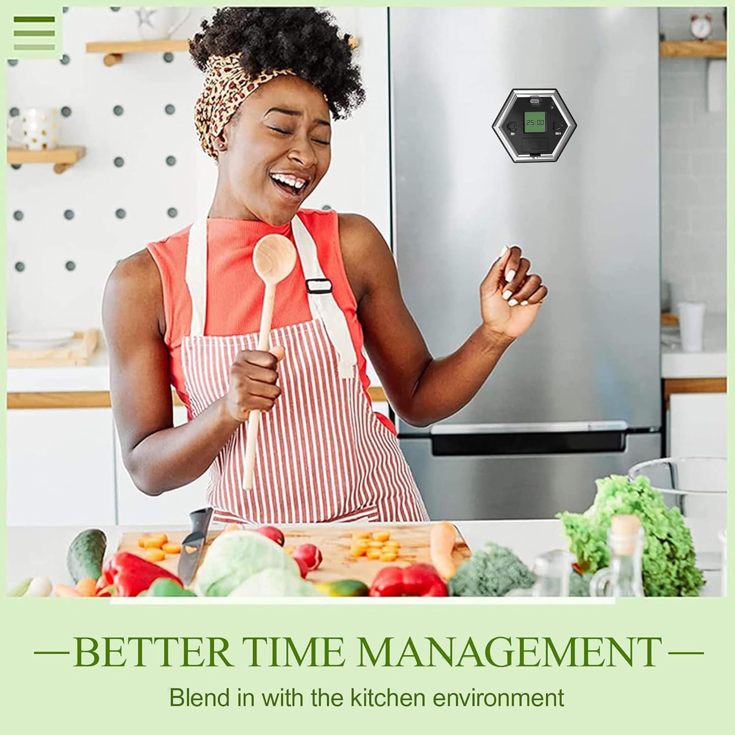 Hexagon Flip Timer, Kitchen Timer for Cooking, Various Time Presets, LCD Digital Display, Magnetic Suction, Mute Alarm Modes, Practical Gift Ideal for Study, Office, Gym, Kitchen, etc. (Black)