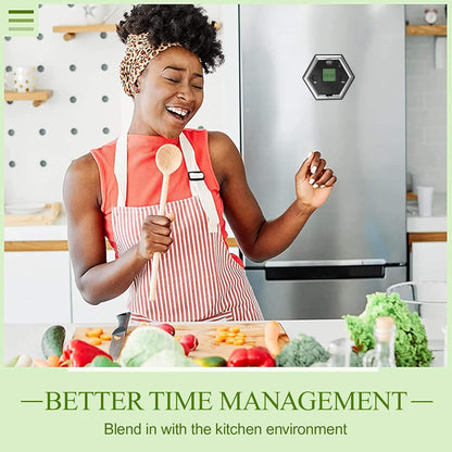 Hexagon Flip Timer, Kitchen Timer for Cooking, Various Time Presets, LCD Digital Display, Magnetic Suction, Mute Alarm Modes, Practical Gift Ideal for Study, Office, Gym, Kitchen, etc. (Black)