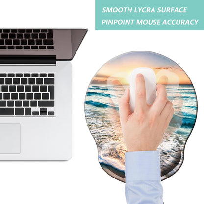 Mouse Pad with Wrist Support, Ergonomic Mouse Pad with Memory Foam Wrist Rest Cushion, Non-Slip Rubber Base Gaming Mice Pad for Home Office Computer Laptop, Flowers Grass