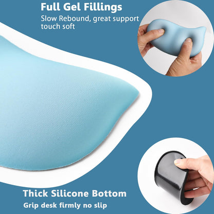 Ergonomic Mouse Wrist Rest Pad, Small Gel Mouse Keyboard Support Cushion Non-Slip Base, for Easy Typing and Wrist Pain Relief Office Computer, Laptop, PC Gaming (Blue)
