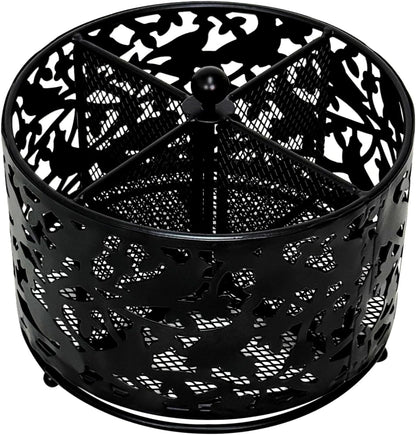 360 Degree Rotate Pen Holder for Desk Mesh Desk Pen Organizer Pencil Holder Large Capacity Accessories & Workspace Organizers for School,Home (Black, No hook)