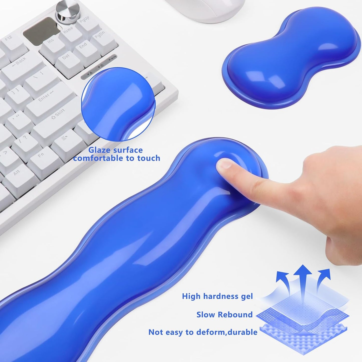 Gel Cloud Keyboard and Mouse Wrist Rest, Cute Wrist Support and Arm Support Keyboard Rest for Keyboard and Mouse Typing Pain Relief，Suitable for Office/Computer/Laptop/Gaming（White）