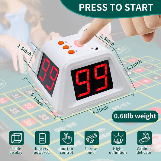 GANXIN Poker Shot Clock, Seconds Countdown Timer for Poker/Casino/Chess Tournament,20/30 Sec and Custom Time,4-Sides Cube Timer (Small,Green)
